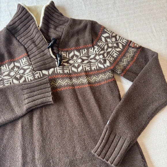 The North Face Sweaters - The North Face Womens Brown Fair Isle‎ Toggle Shawl Neck Wool Blend Sweater M